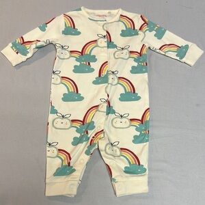 Next - NWOT - Cream and Red Footies with Whimsical Rainbow Design